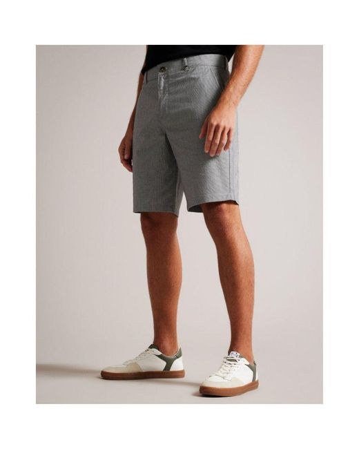 Ted Baker Gray Tura Regular Fit Dogtooth Shorts for men
