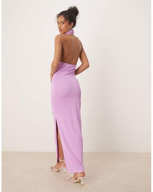 Vila Pink Textured Cowl Neck Low Back Maxi Dress