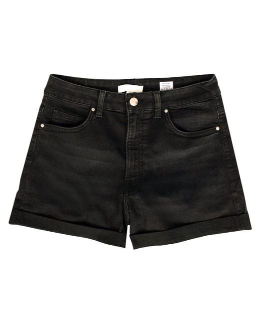 H&M Black Denim Turn Hem Shorts Cotton