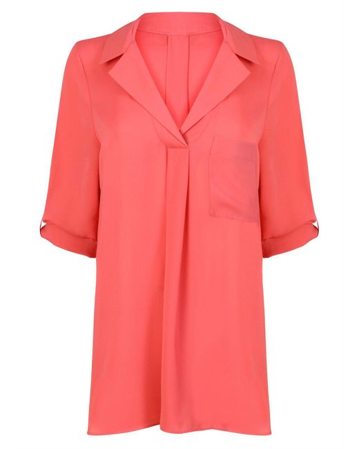 Secret Label Pink Peach Silky Tunic Blouse