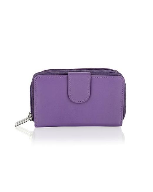 Woodland Leathers Purple Genuine Smooth Leather Organiser Purse Card Holder Wallet By