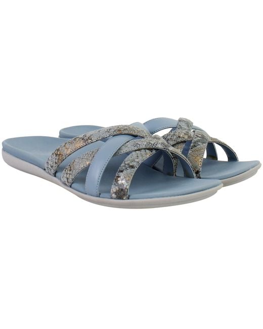 Vionic Blue Dava Sliders Leather