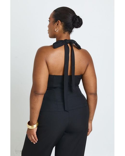 Boohoo Blue Plus Square Neck Halter Top