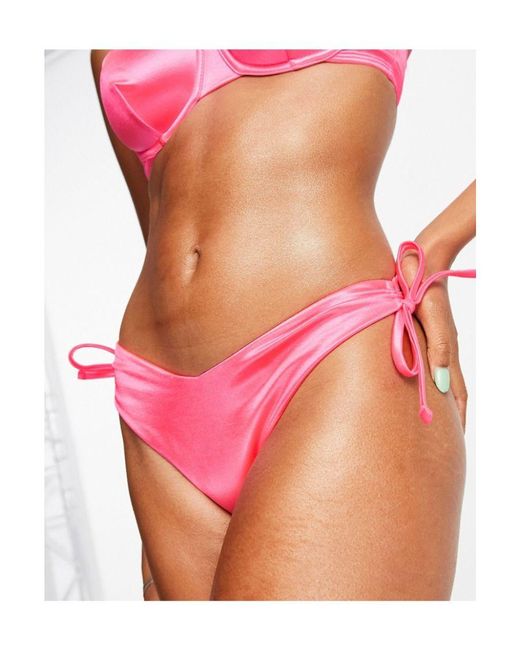 ASOS Pink Mix And Match V Front Ruched Side Bikini Bottom