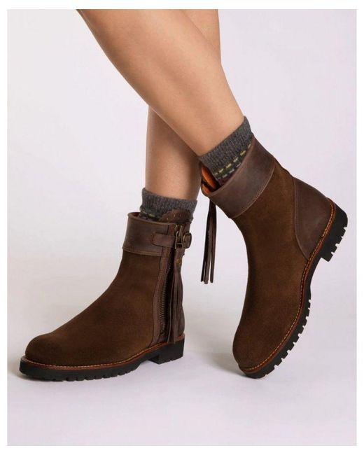 Penelope Chilvers Brown Inclement Cropped Tassel Boot