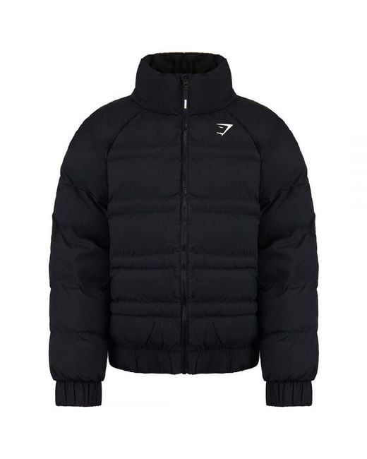 GYMSHARK Blue Essential Black Puffer Jacket for men
