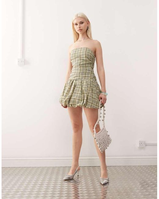 Amy Lynn Green Bandeau Puffball Mini Dress
