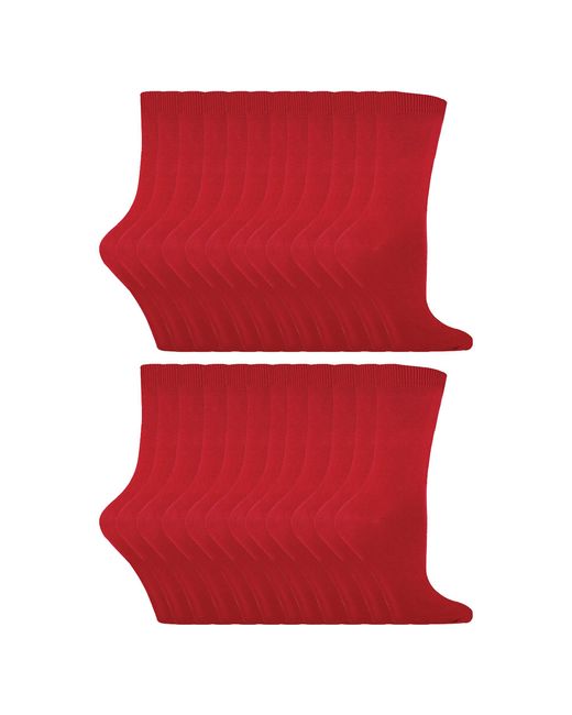 Sock Snob Red 24 Pairs Ladies Plain Cotton Rich Dress Socks