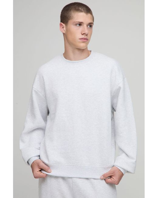 BoohooMAN White Basic Oversized Boxy Crew Neck Sweatshirt for men