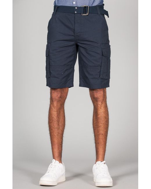 Tokyo Laundry Blue Cotton Cargo Shorts for men