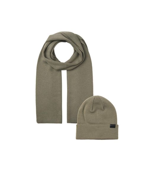 Jack & Jones Green Jolly Knit Gift Box Adults Moss Hat & Scarf Set