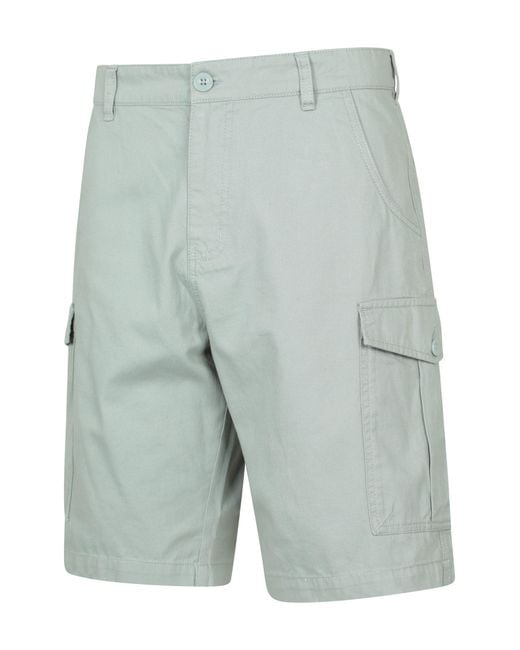 Mountain Warehouse Gray 'Lakeside' Twill Cotton Cargo Shorts With Multiple Pockets for men