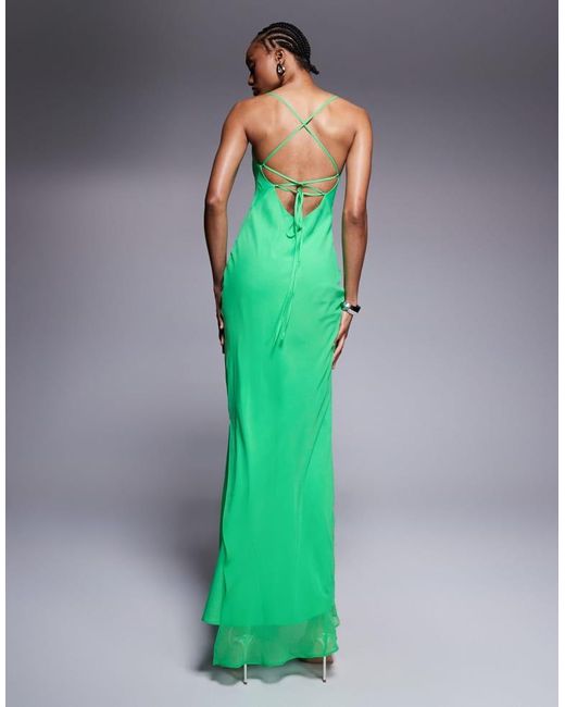 ASOS Green Design Bias Strappy Cross Back Maxi Dress