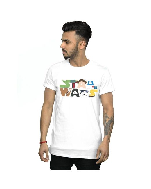 Star Wars White Character Logo T-Shirt Cotton for men