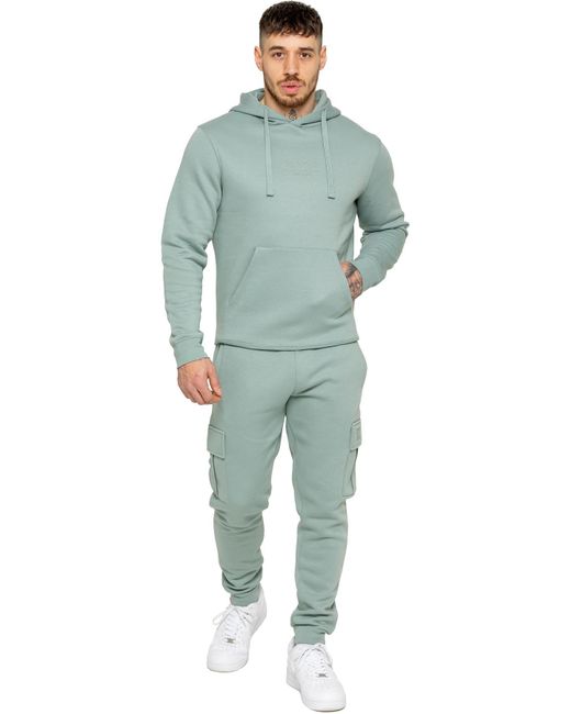 Enzo Herren Pullover Hoodie Trainingsanzug Set in Green für Herren