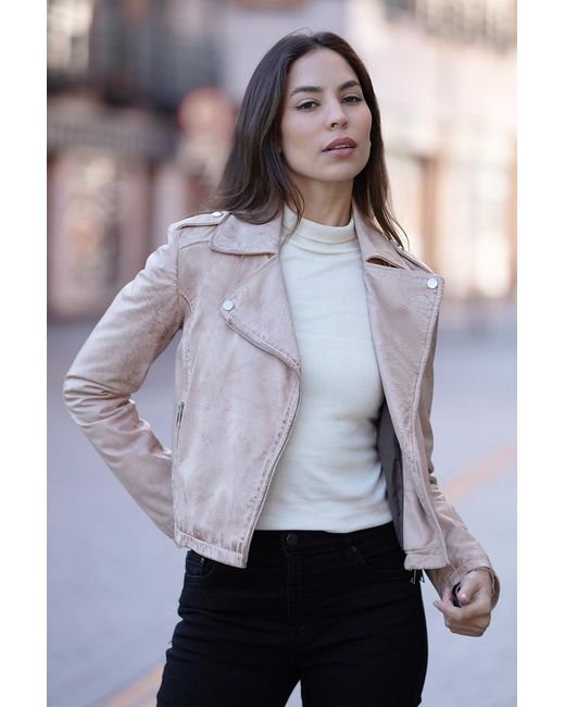 Ashwood Leather Gray 'Brooklyn' Short Biker Jacket