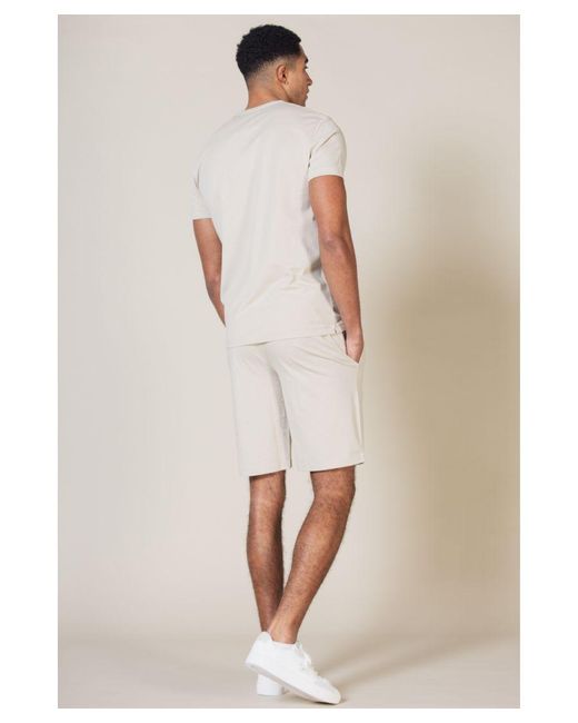 French Connection White Stone Cotton Embossed T-shirt And Short Set for men