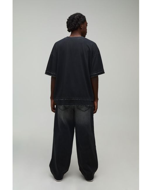 BoohooMAN Black Tinted Ripped Baggy Fit Jeans for men
