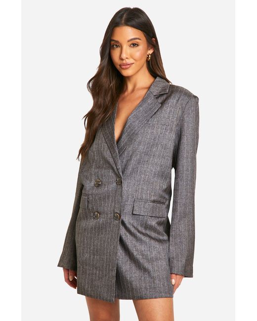 Boohoo Gray Tailored Mini Blazer Dress