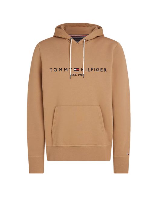Tommy Hilfiger Hoodies Logo Hoodie Bruin in het Brown voor heren