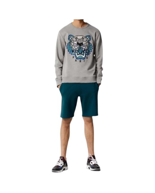 KENZO Blue Sweat Sweatshirts Crew Neck Long Sleeve Pullover Winter Jumper Cotton for men