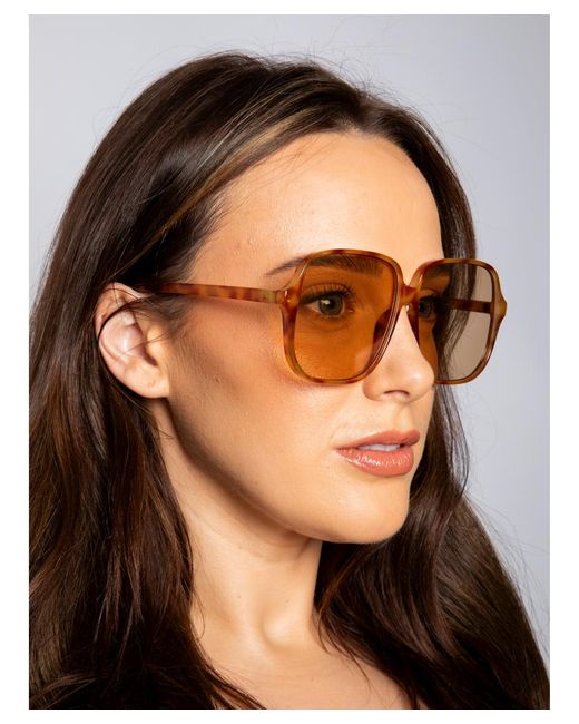 SVNX Orange Oversized Lightweight Square Frame Sunglasses