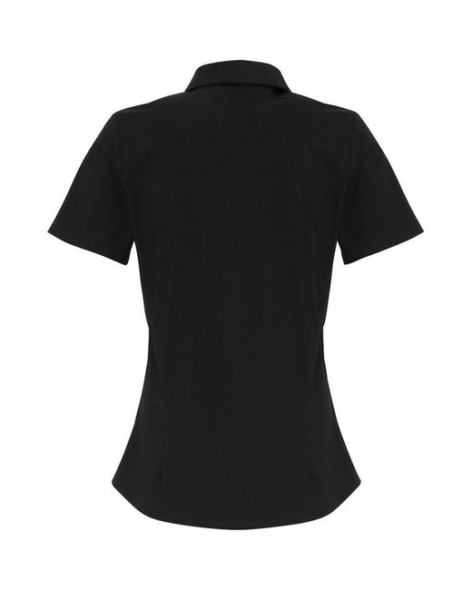 PREMIER Black Ladies Stretch Fit Poplin Short Sleeve Blouse