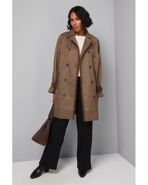Wallis Brown Check Collared Coat