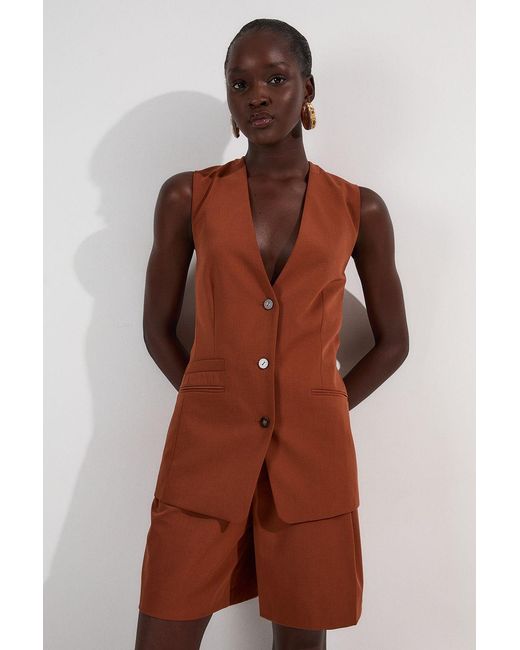 Karen Millen Brown Tailored Twill Essential City Short