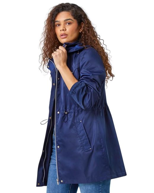 Roman Blue Shower Resistant Longline Jacket