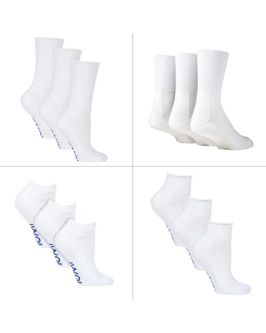 IOMI White 12 Pair Pack Diabetic Socks All Year Round Bundle Set