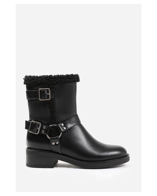Where's That From Black Wheres 'Olivia' Wide Fit Ankle Boot With Buckle Detailing