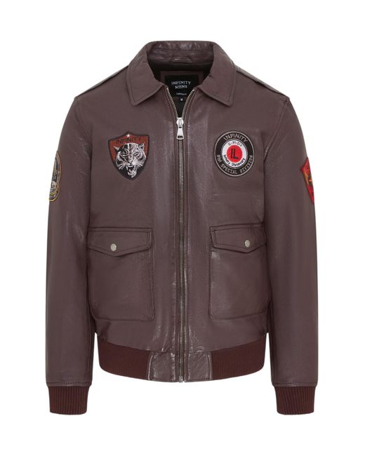 Infinity Leather Braune Bomberjacke Aus Leder Für Herren G-1 Mit Fliegerkragen – Maverick in Brown für Herren