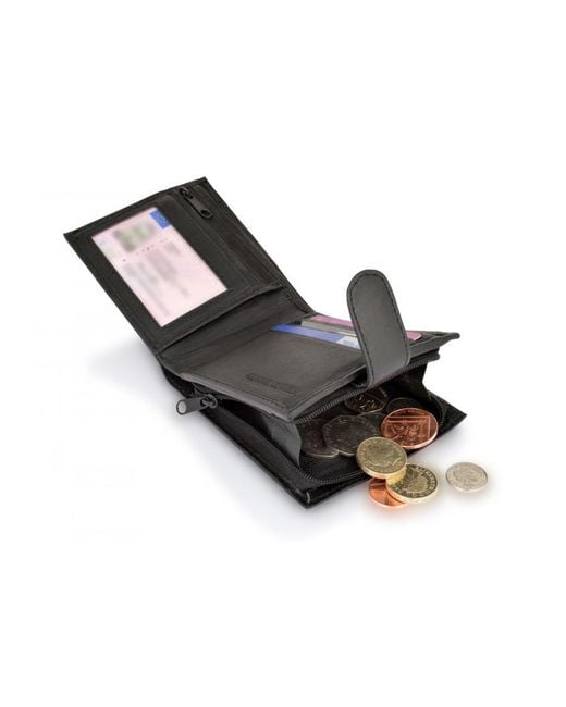 Woodland Leathers Black Leather Bi Fold 4.5" Rfid Multi Pocket Wallet With Coin for men