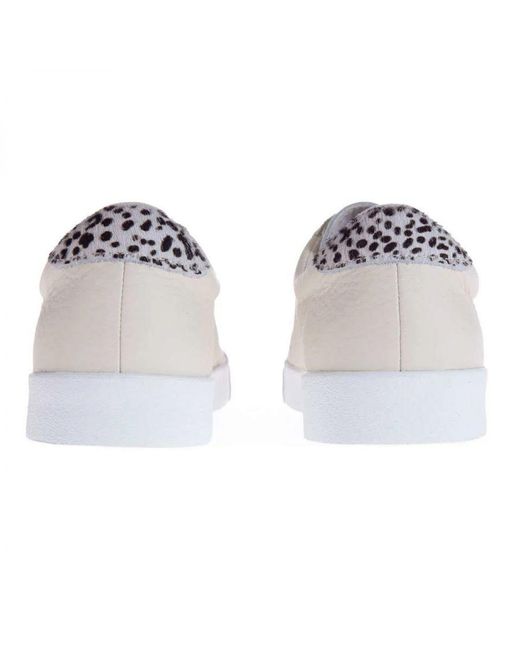 Superga Gray Ladies 2843 Club S Dalmatian Print Tumbled Leather Trainers Gesso)