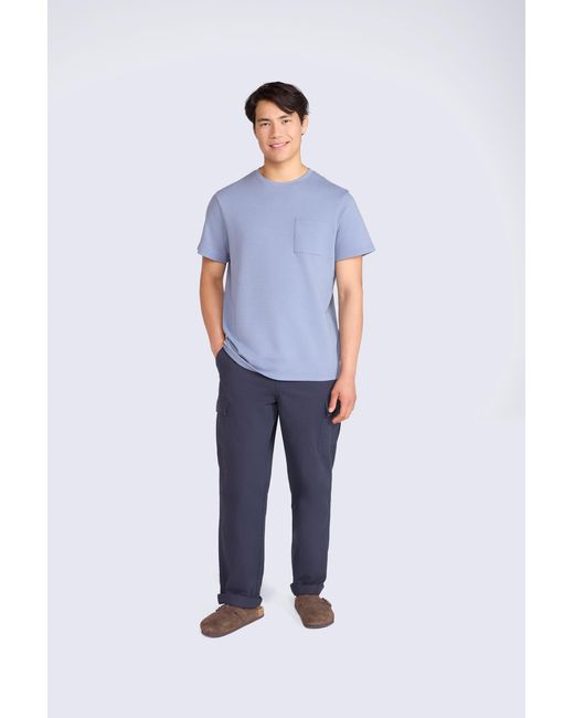 Mountain Warehouse Purple 'Texture' T-Shirt Short Sleeve Soft Textured Casual Summer Top With Pocket Cotton for men