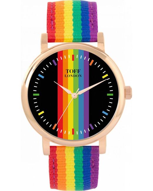 Toff London Multicolor Tlws-70554 38Mm Pride Linear Batons Watch