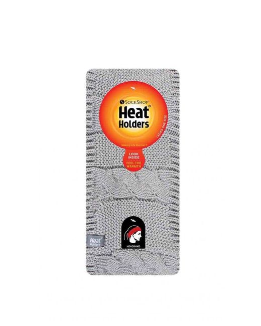 Heat Holders Gray Ladies Cable Knitted Fleece Lined Thermal Winter Ear Warmer Headband