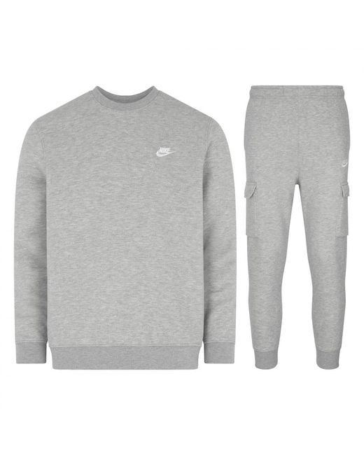 Nike Gray Sportswear Club Fleece Cargo Tracksuit Grey Cotton for men