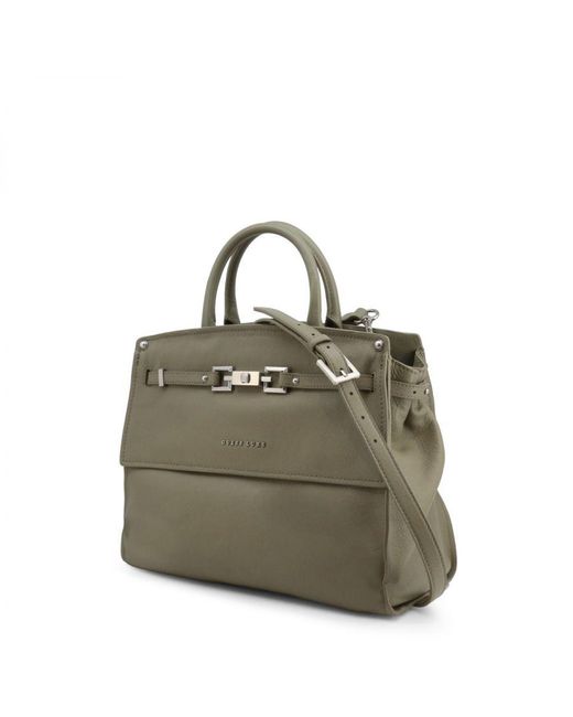 Guess Green Leather Handbag With Magnetic Closure And Removable Shoulder Strap