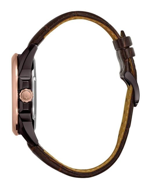 Bulova Pink Automatic Watch 98A165 Leather for men