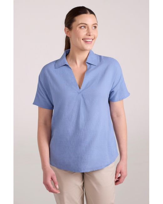 Mountain Warehouse Blue 'Breeze Ii' Linen Shirt Pull On Breathable Outdoors Top
