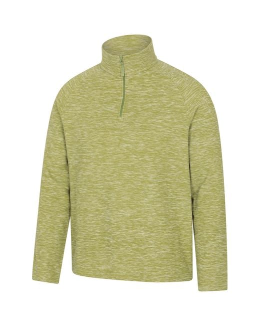 Mountain Warehouse Green 'Snowdon' Fleece Top Half Zip Breathable Quick Dry Sweater for men
