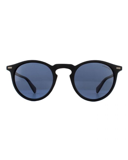 Polaroid Blue Round Matte Polarized Sunglasses for men