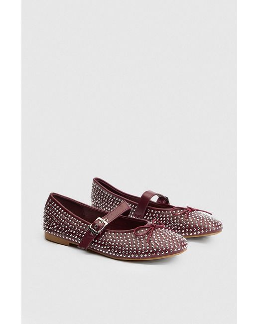 Faith Brown Livvy Faux Leather Studded Mary Jane Ballerinas