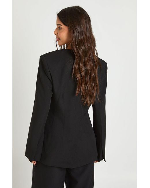Boohoo Black Asymmetric Front Oversized Blazer