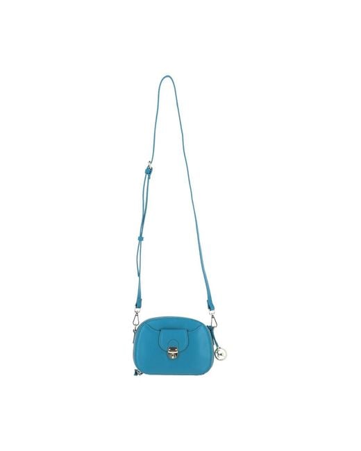 Ashwood Leather Blue Real Compact Crossbody Bag With Adjustable Strap