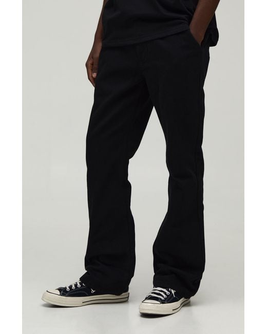 BoohooMAN Black Relaxed Fit Half And Cargo Embroidered Trousers for men