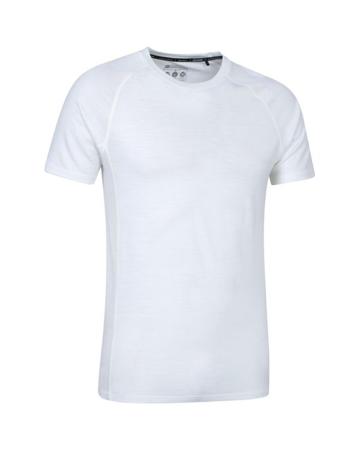 Mountain Warehouse White 'Summit' Merino Baselayer T-Shirt Casual Short Sleeve Crew Neck Tee Top for men