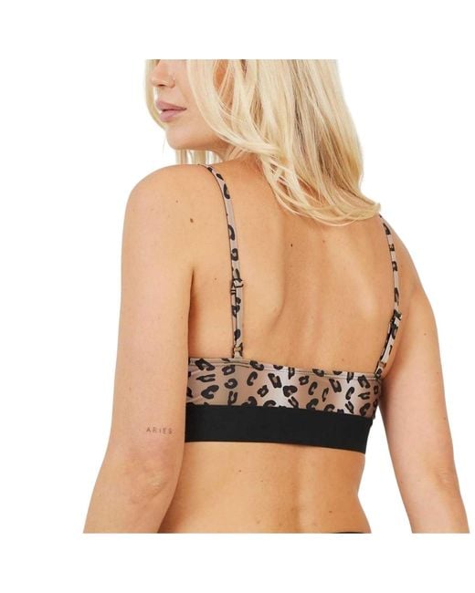 Brave Soul Black Ladies Leopard Print Bikini Top